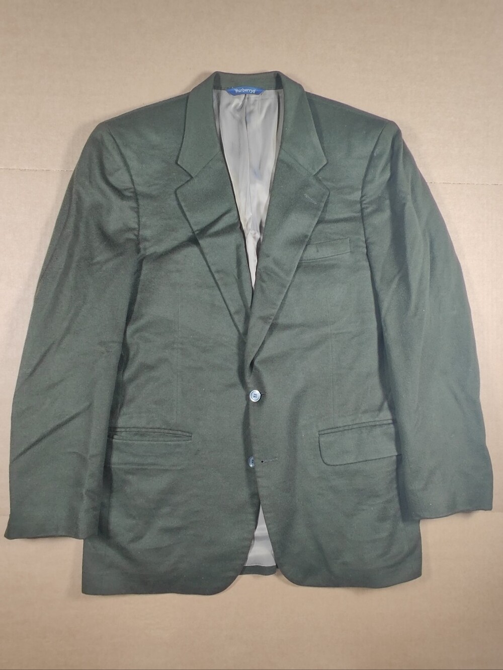 Vintage Burberry Loro Piana Men 100% Cashmere Green Blazer Size 42 Made In USA